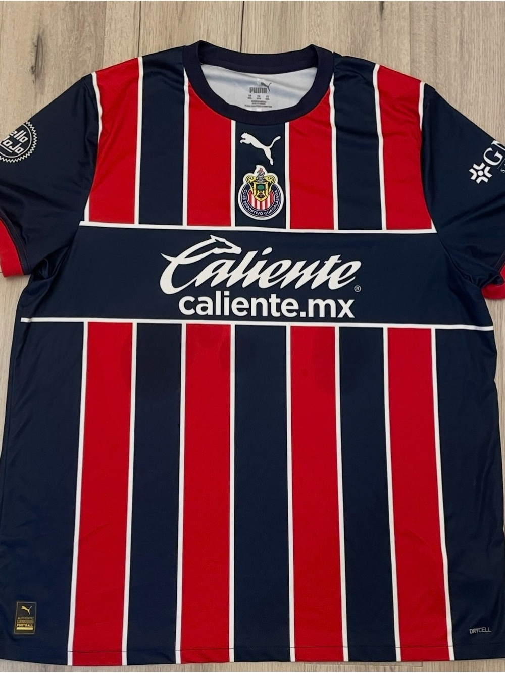 Puma Kids Navy & Red Vertical Stripe Soccer Jersey
